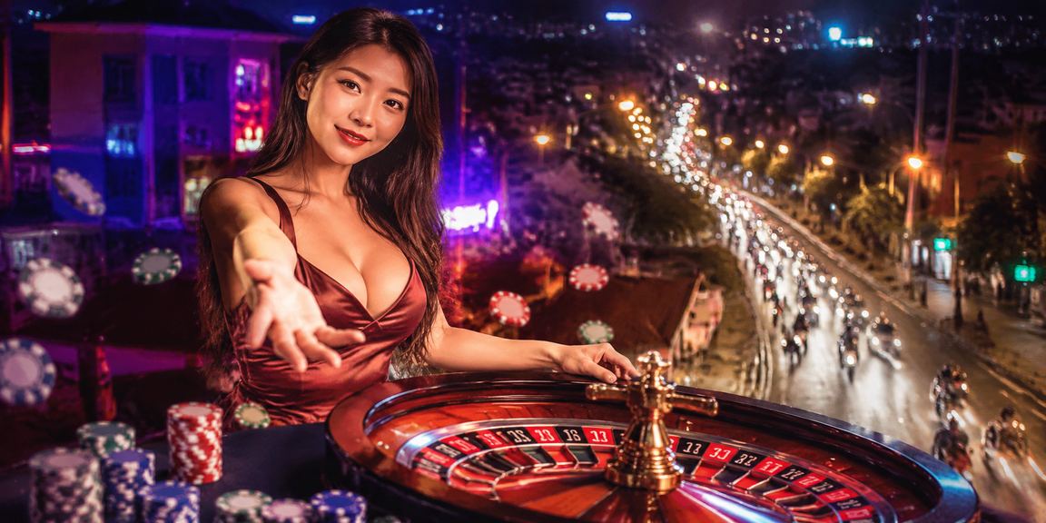 Người chơi roulette neon tại Đà Lạt trên nền tảng casino trực tuyến ban đêm